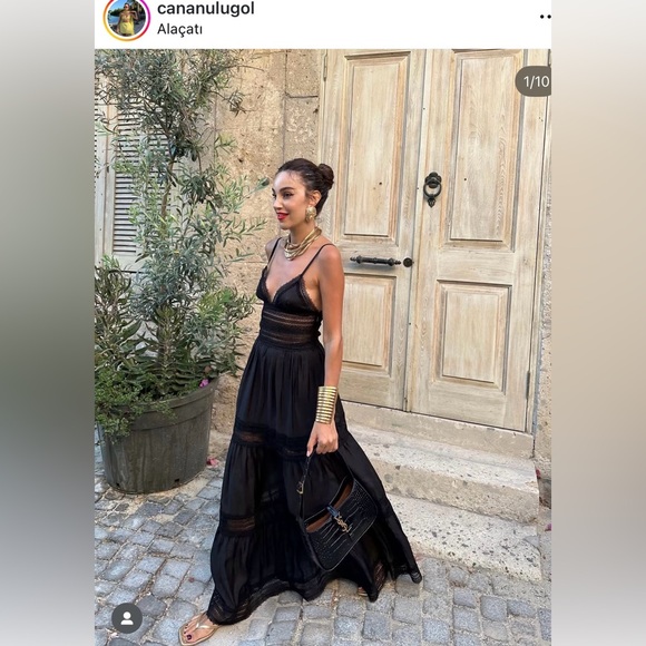 Mango Dresses & Skirts - Mango Black Maxi Dress with Sheer Panels